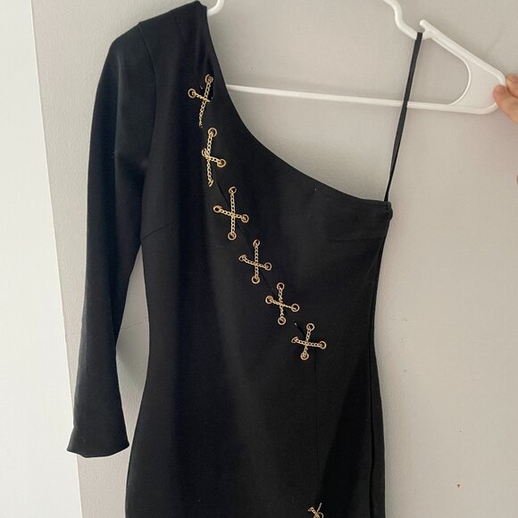 Windsor Smooth Vibration Ponte Chain Lace-Up Mini Dress - Picture 3 of 7